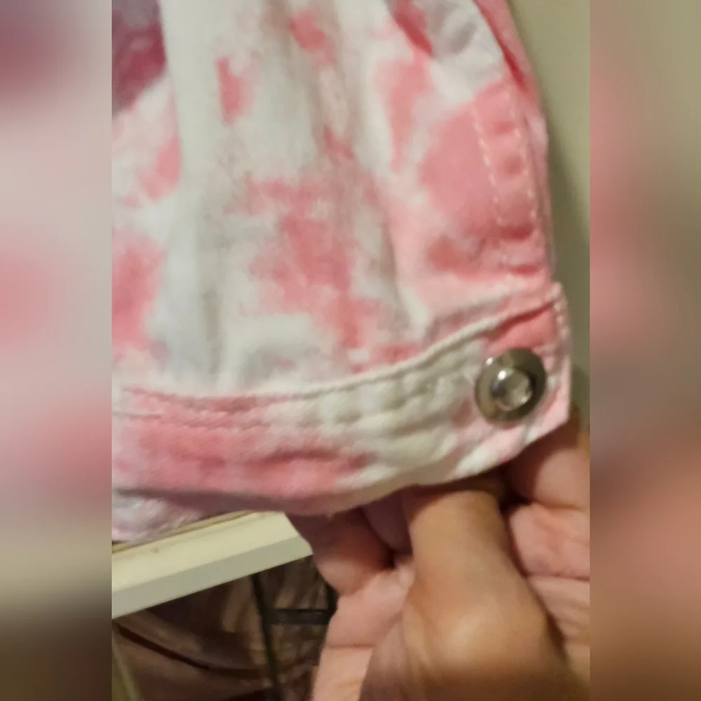 Young Hearts Pink & White Tie Dye Denim Jacket - Size 6X - Picture 3 of 12